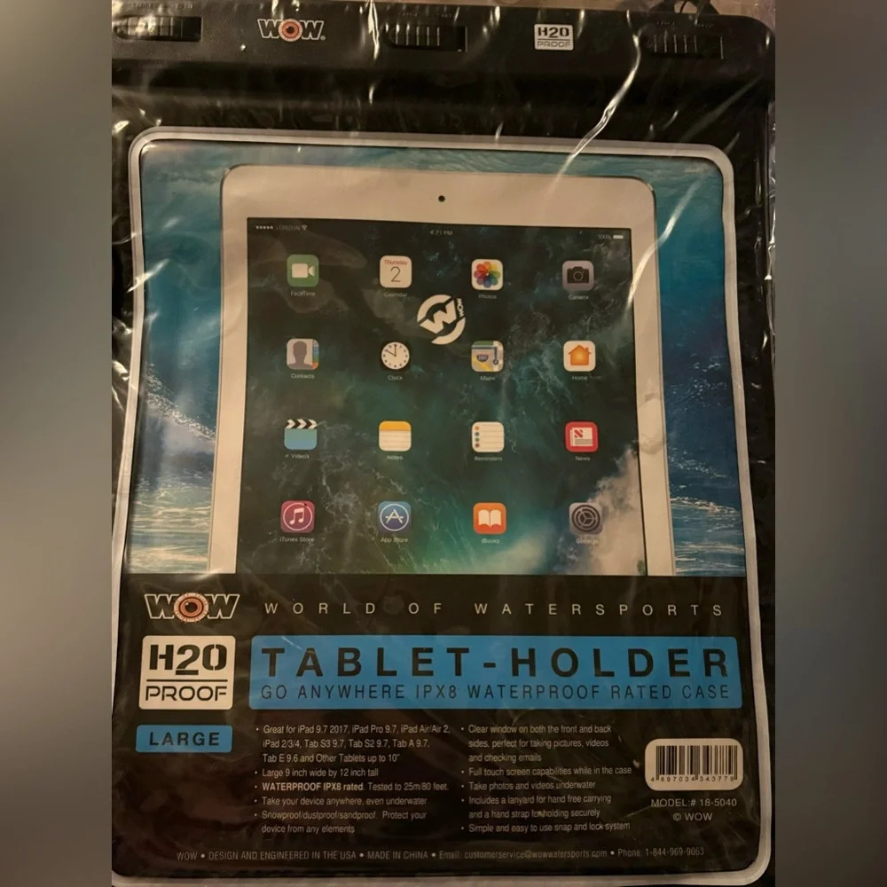 NEW WOW Watersports H2o Proof Case for Tablets Large 9" × 12" 18-5040